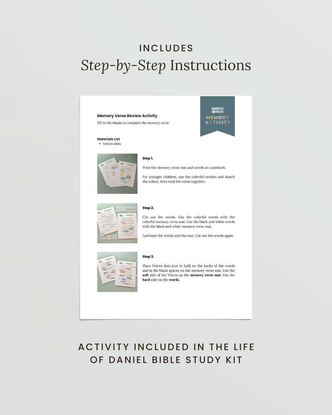 Daniel Memory Verse Review Activity