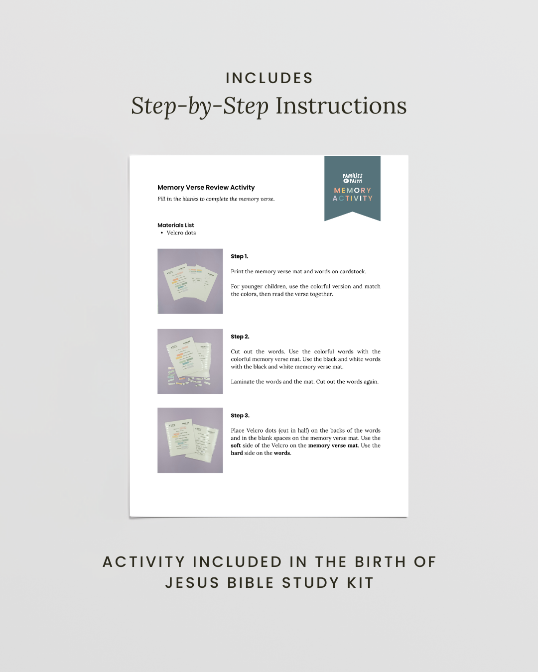Birth of Jesus Memory Verse Review Activity