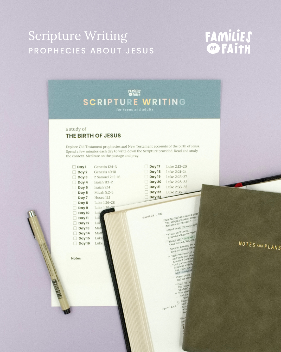 The Birth of Jesus Scripture Writing Plan