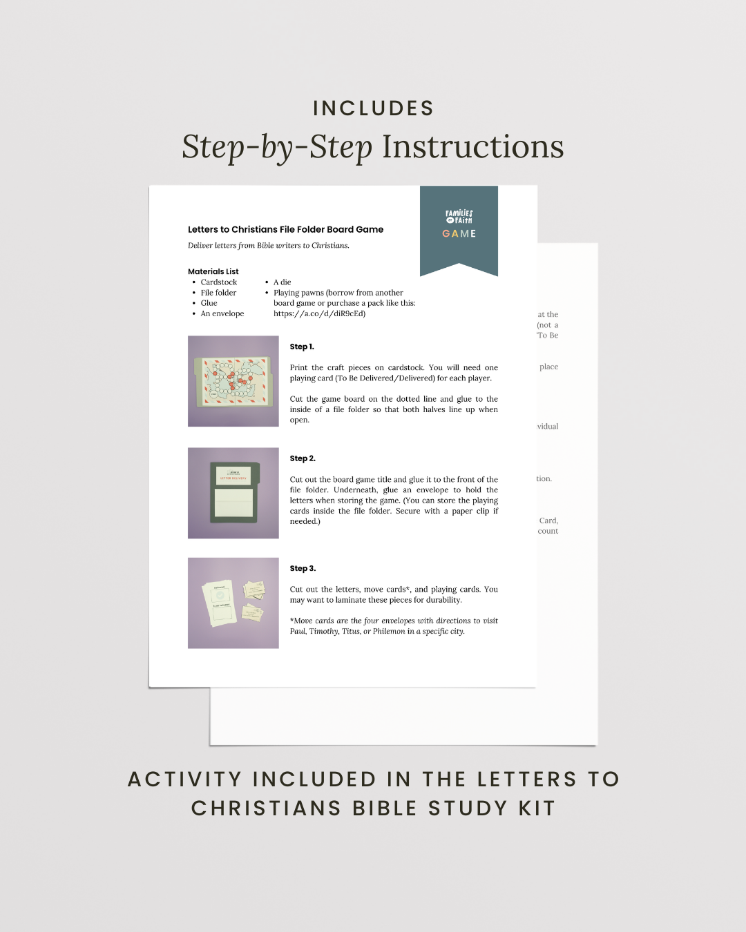 Letters to Christians File Folder Board Game