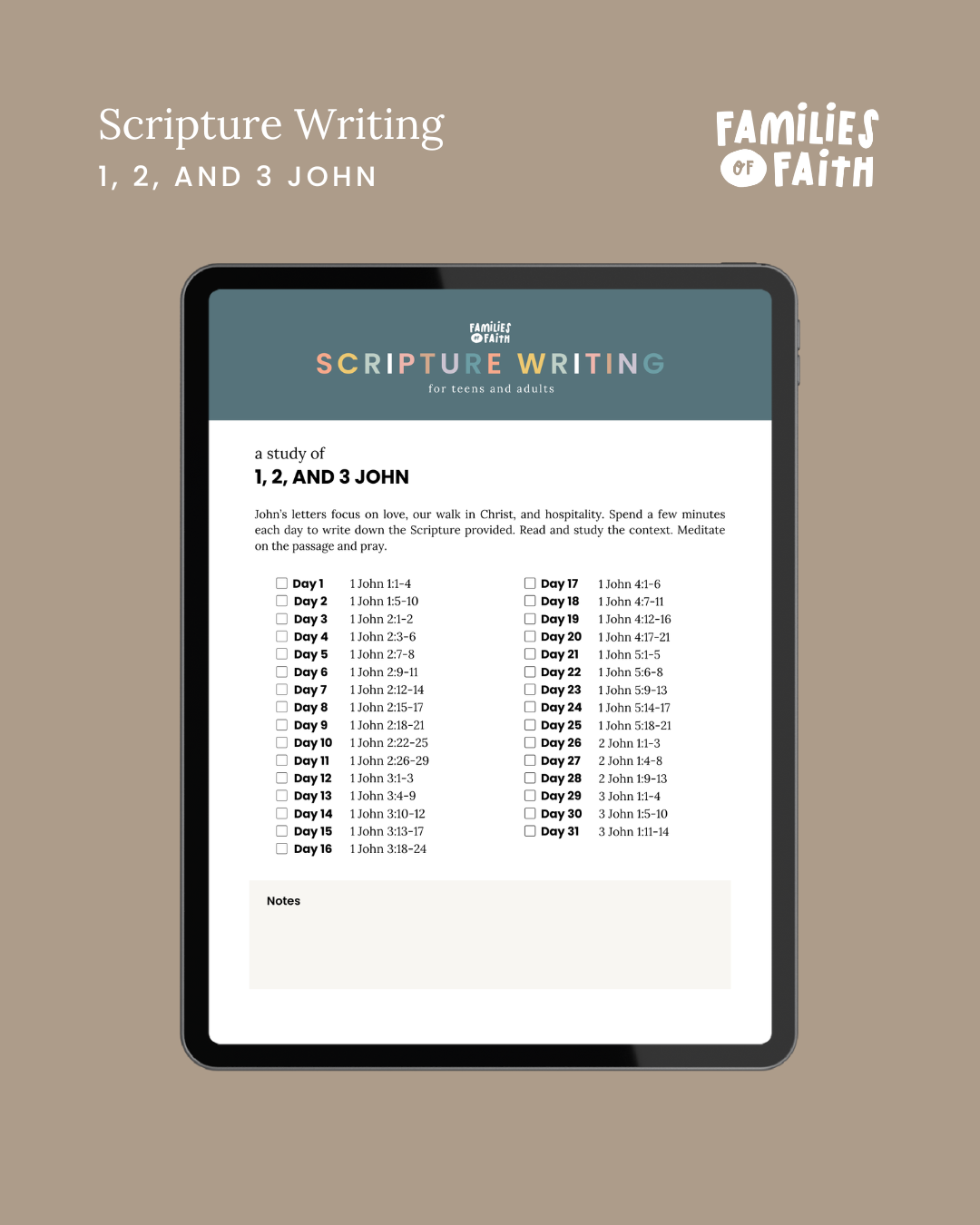 1, 2, and 3 John Scripture Writing Plan