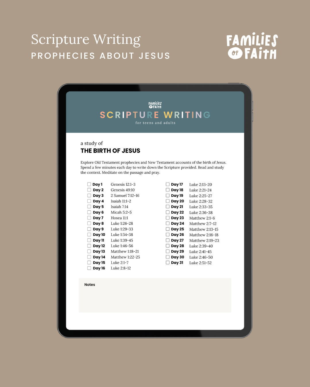 The Birth of Jesus Scripture Writing Plan