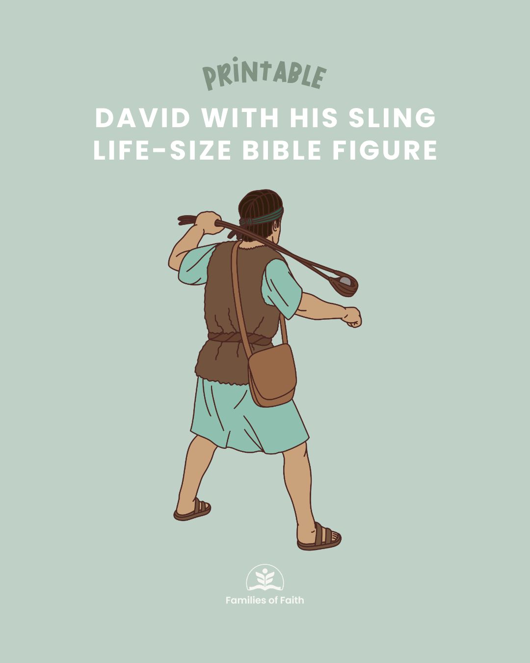 David with His Sling Life-Size Bible Figure