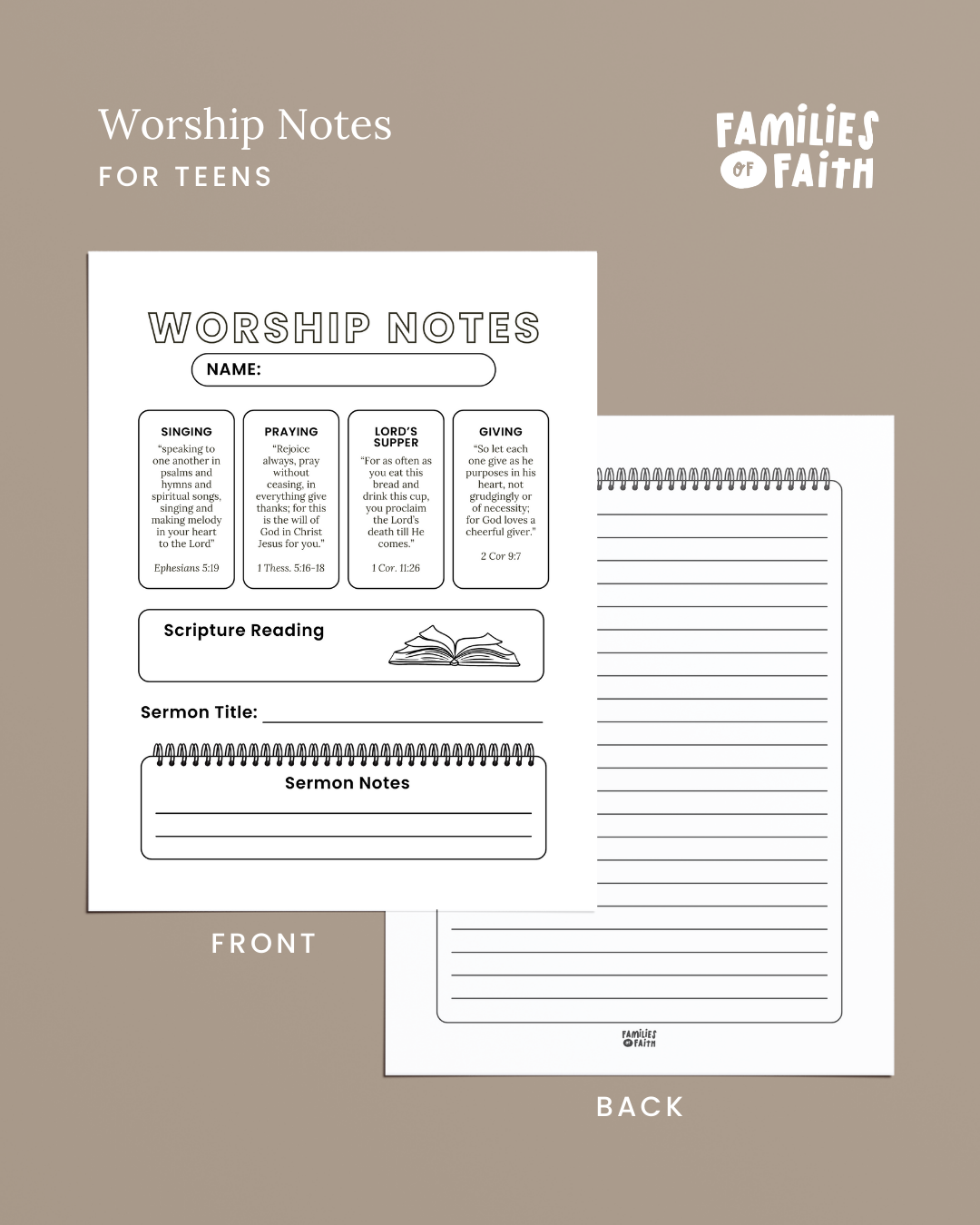 Worship Notes for Kids and Teens
